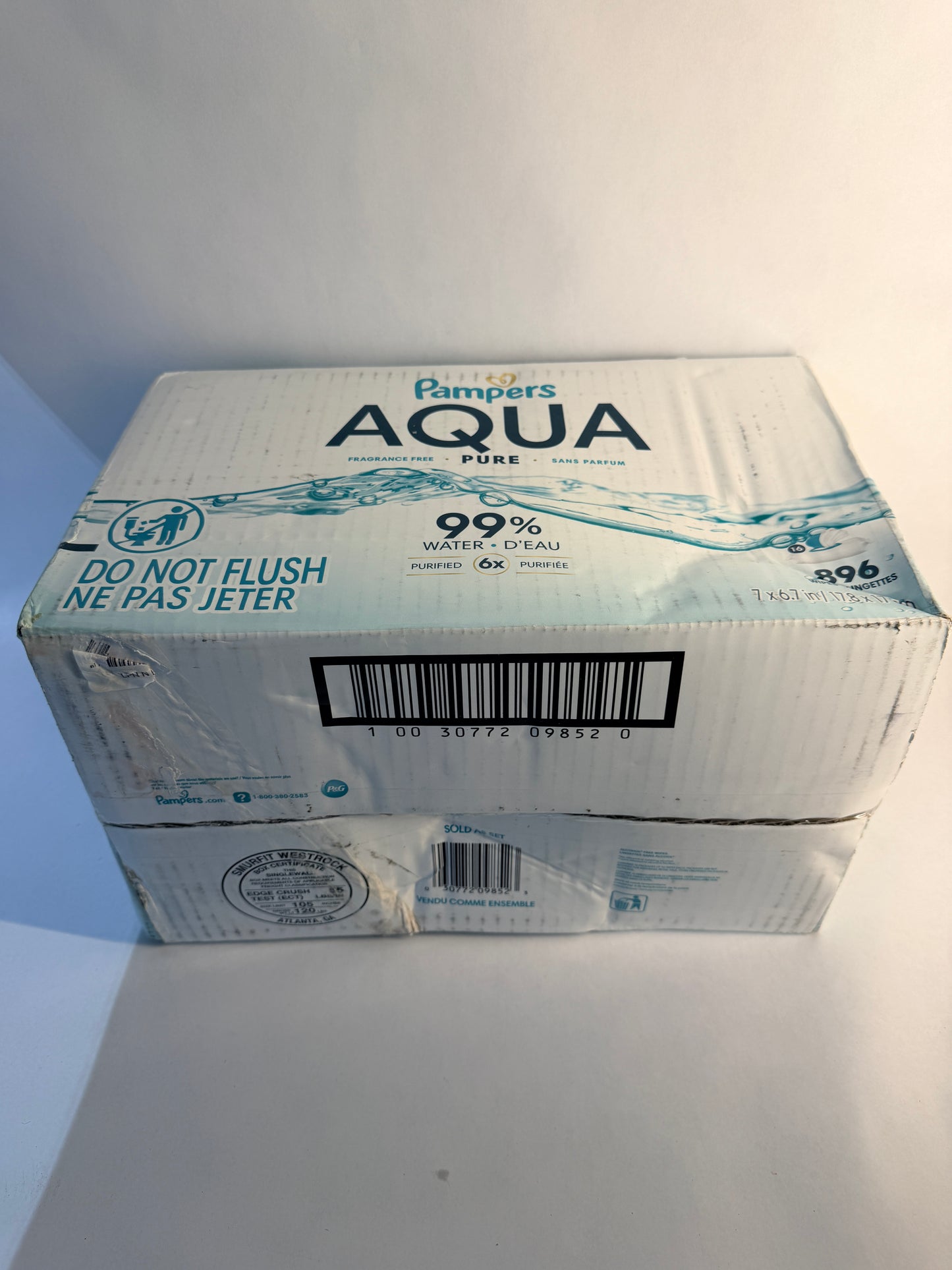 Pampers Aqua Pure Baby Wipes 99% Water Fragrance Free 896 Total New Sealed