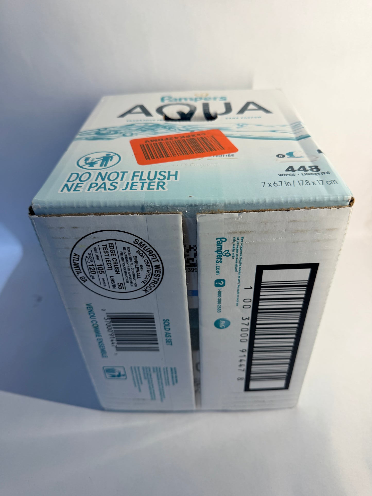 Pampers Aqua Pure Baby Wipes 99% Water Fragrance Free 448 Total