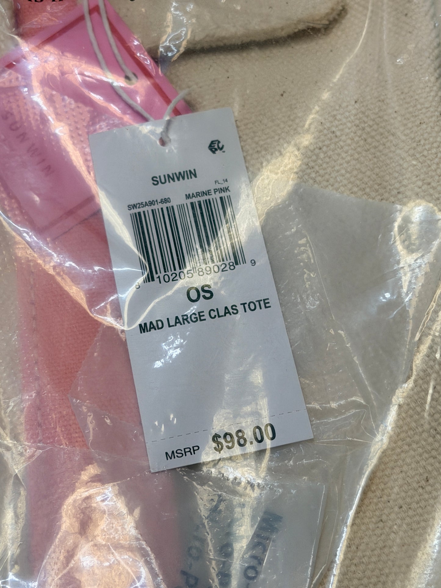 Sunwin Large Madaket Classic Tote Bag Marine Pink - 810205890289