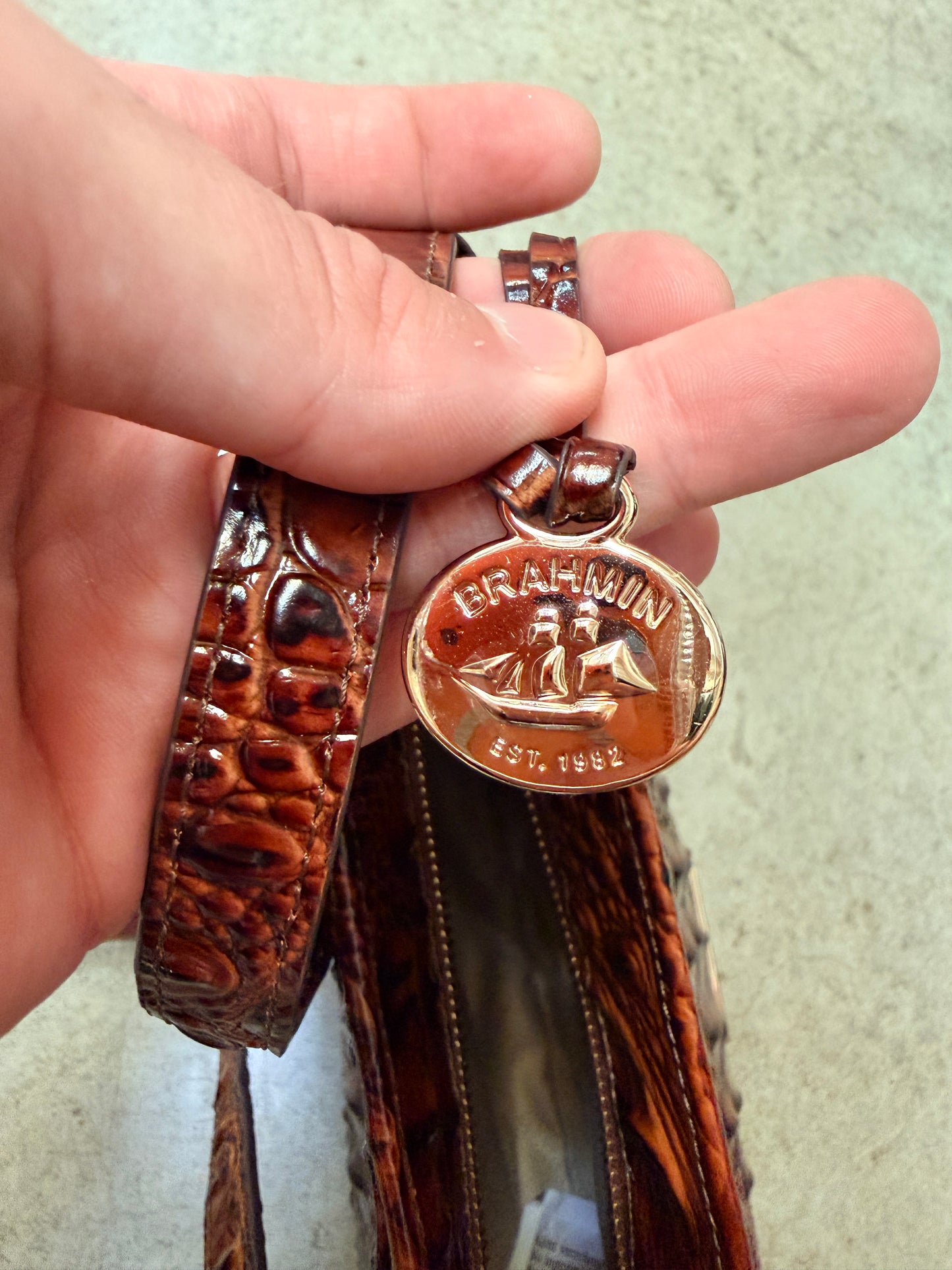 Brahmin Hillary Small Leather Crossbody - Pecan Melbourne - 749034354269