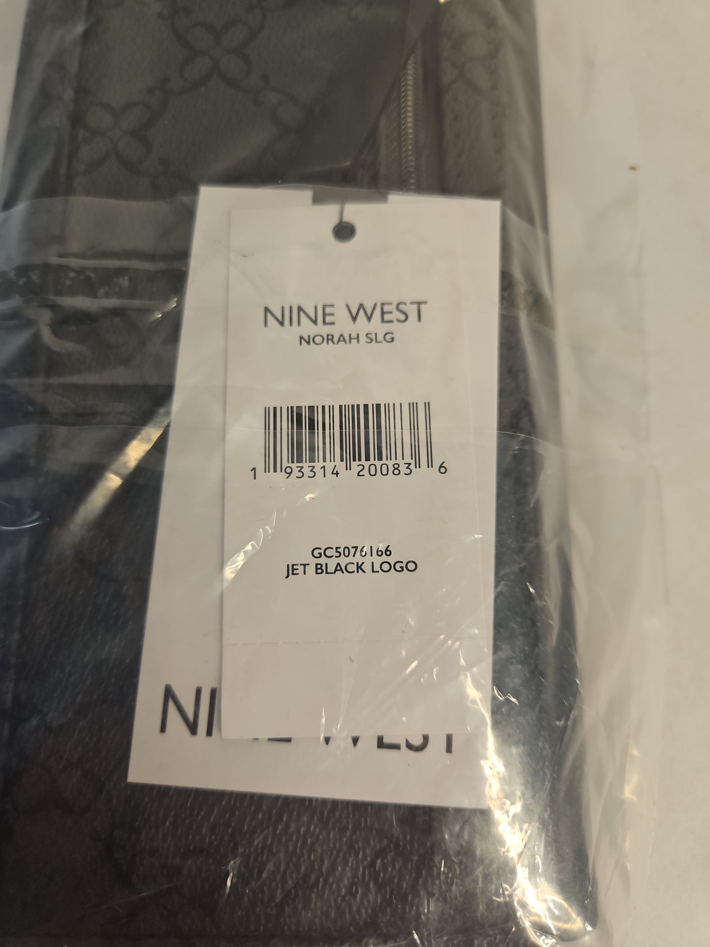 Nine West Norah Zipper Wallet – Jet Black Logo Print