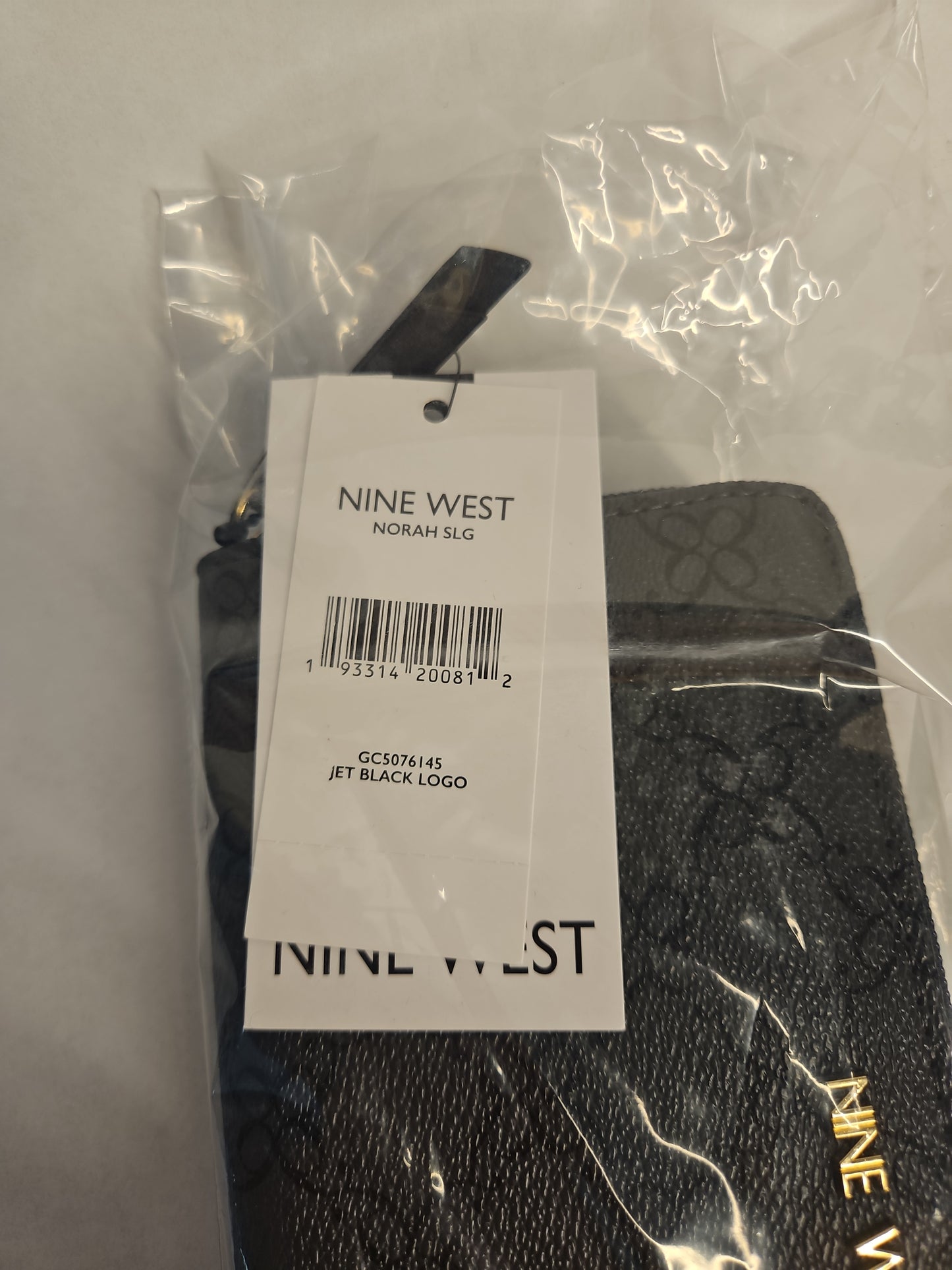 Nine West Norah Snap Wallet – Jet Black Logo Print
