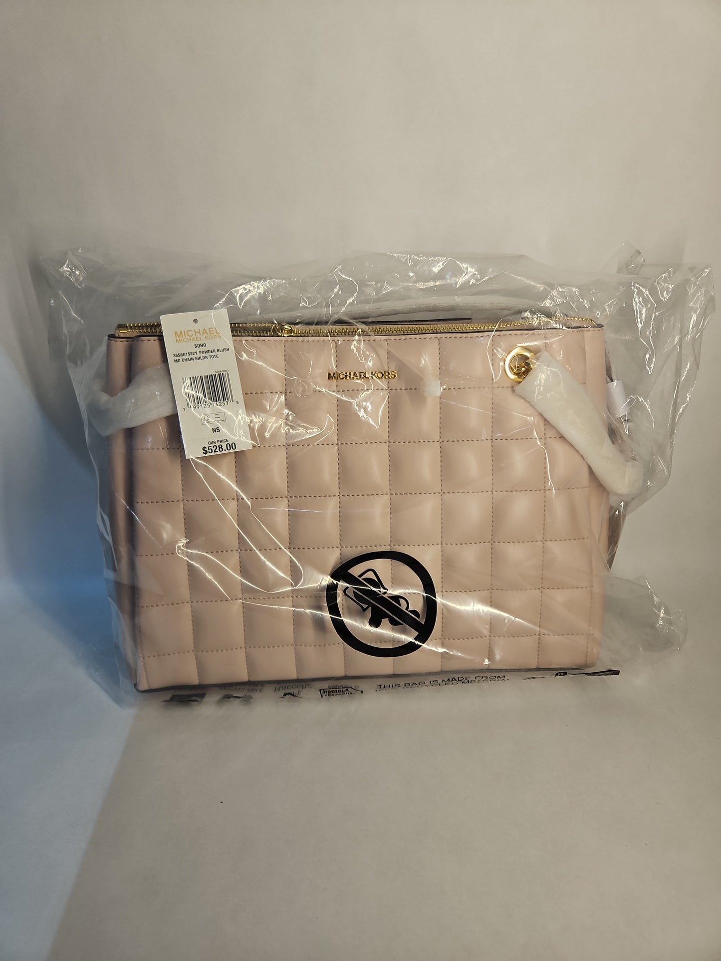 Michael Kors Soho Medium PU Blend Quilted Shoulder Tote Bag - Powder Blush