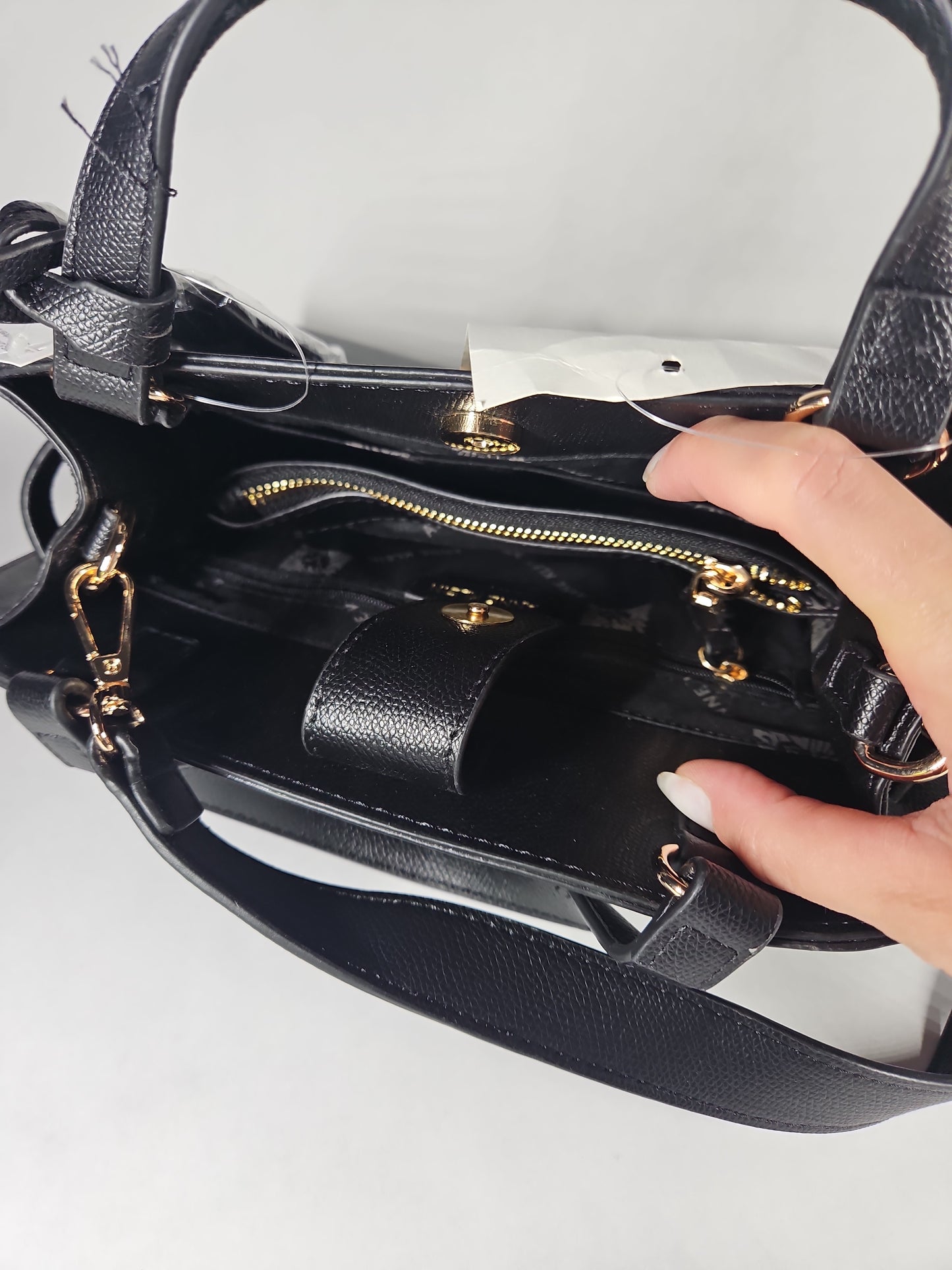 Anne Klein Belted Midi Satchel - Black