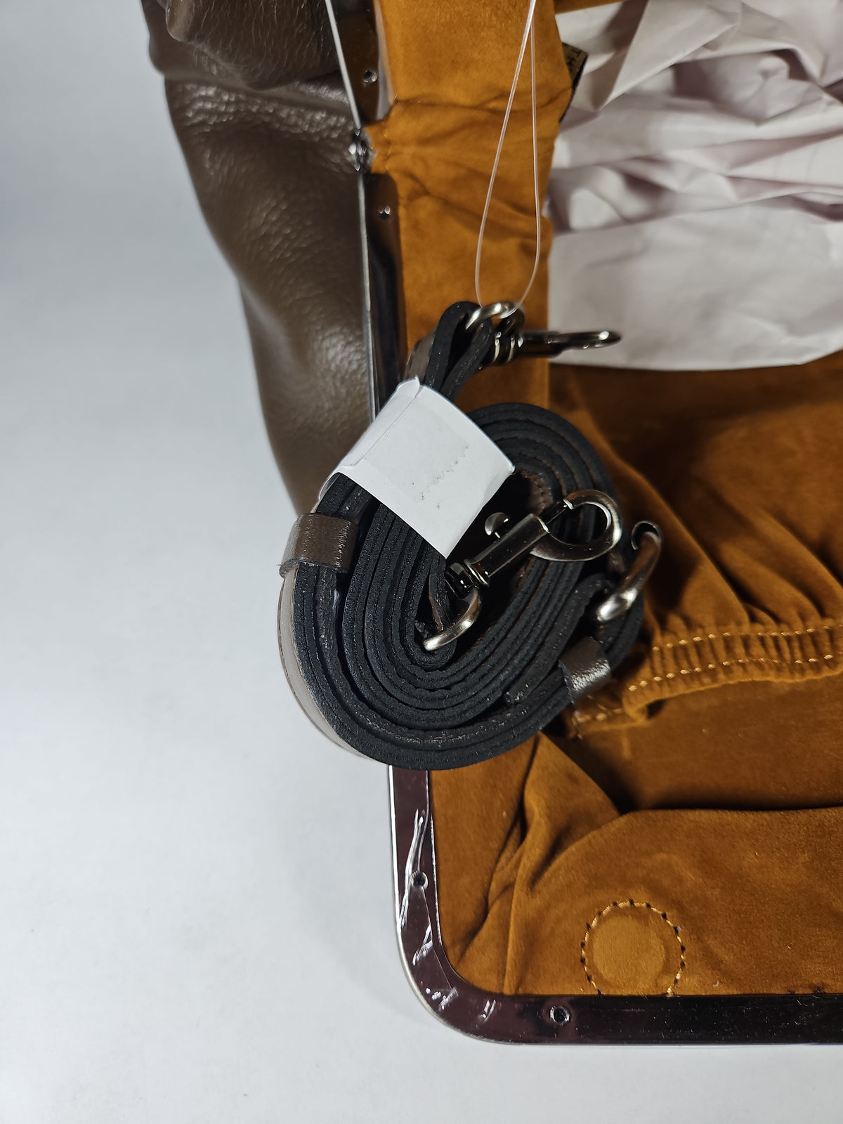 Patricia Nash Serafina Large Leather Kisslock Bag - Mushroom
