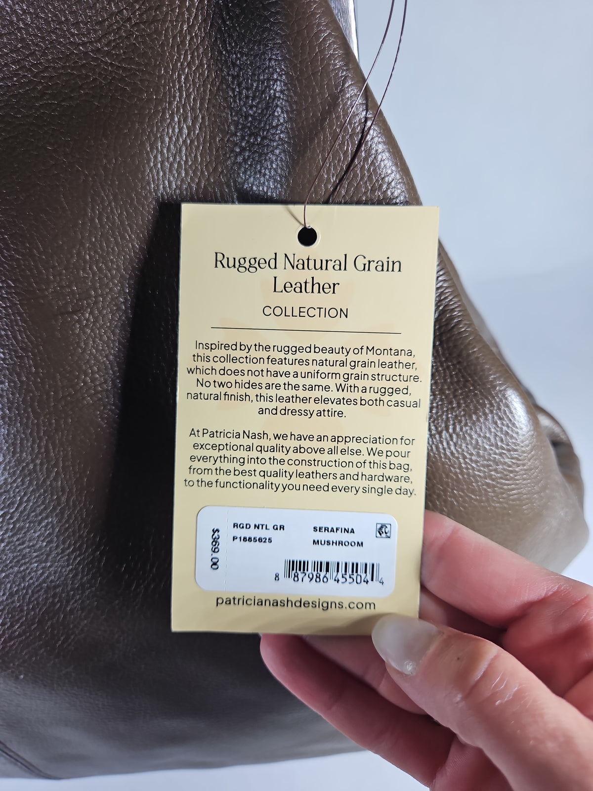 Patricia Nash Serafina Large Leather Kisslock Bag - Mushroom