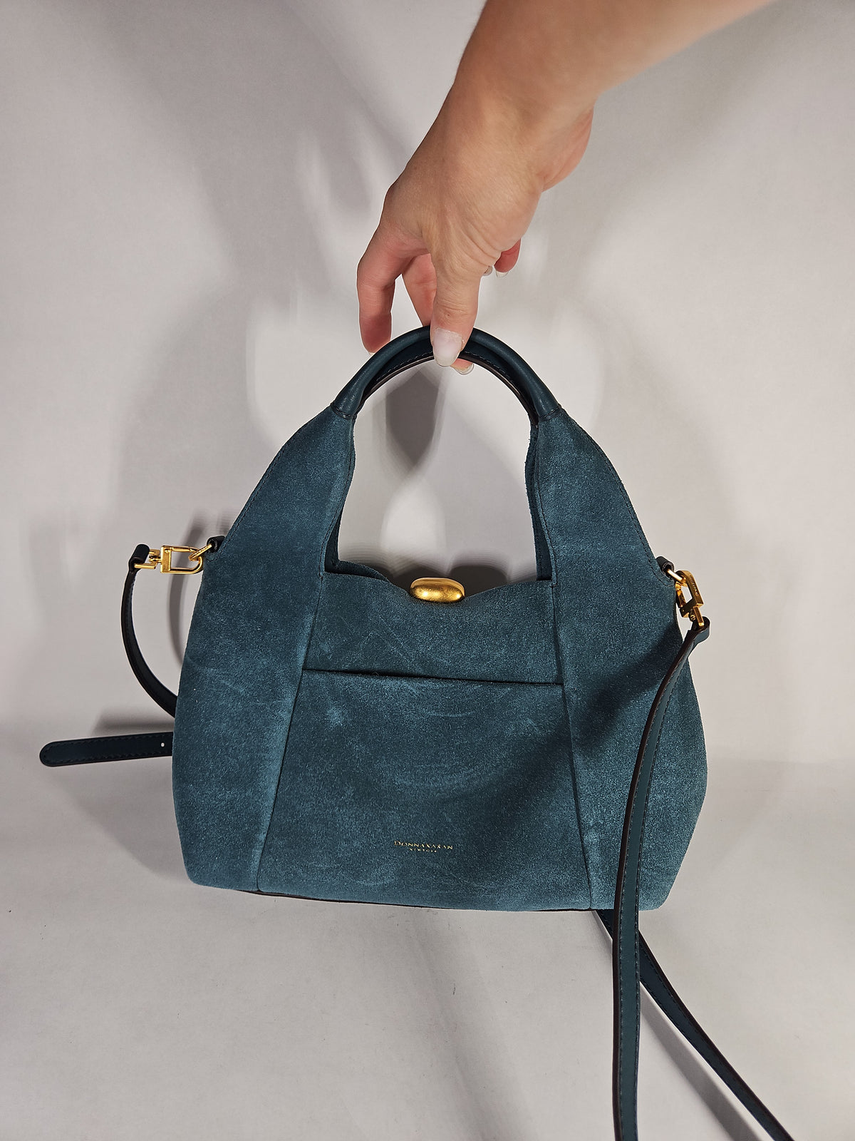 Donna Karan New York Organza Suede Crossbody Bag – Teal