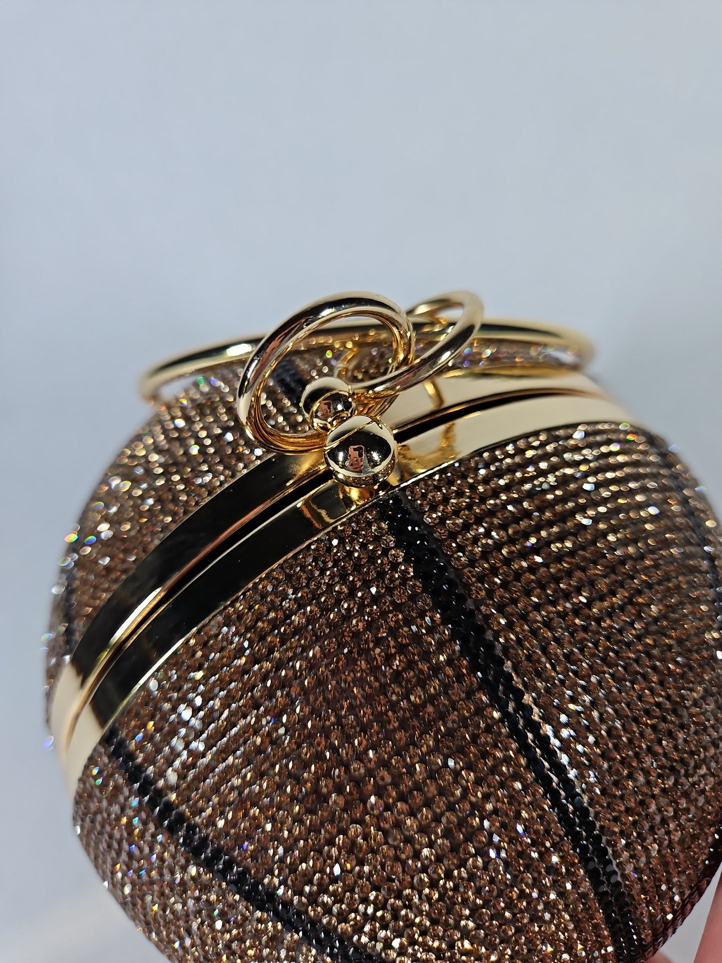 Like Dreams Dribble Small Rhinestone Basketball Clutch Bag – Gold