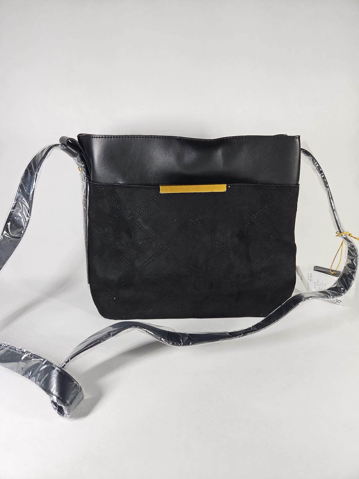Like Dreams Midnight Quilted Suede Small Tote Bag – Black