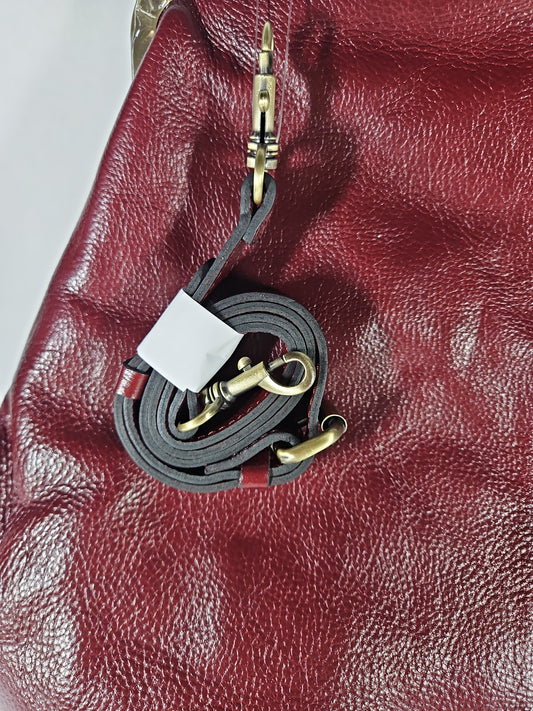 Patricia Nash Serafina Large Leather Kisslock Bag – Oxblood