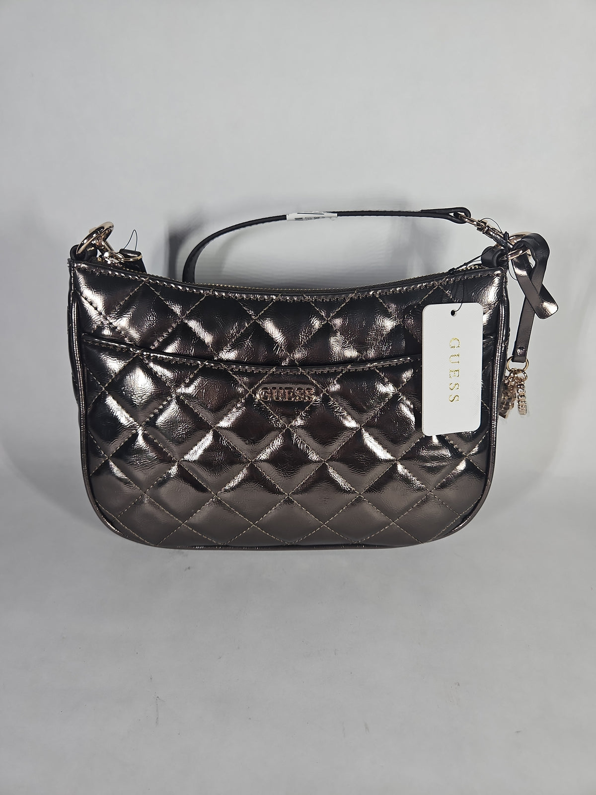 GUESS Tinsley Small Quilted Flap Shoulder Bag – Metallic