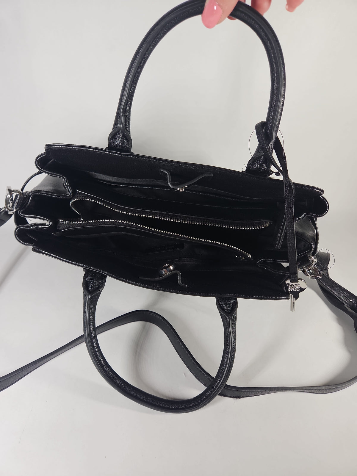 Nine West Lille Triple Compartment Satchel Bag – Black