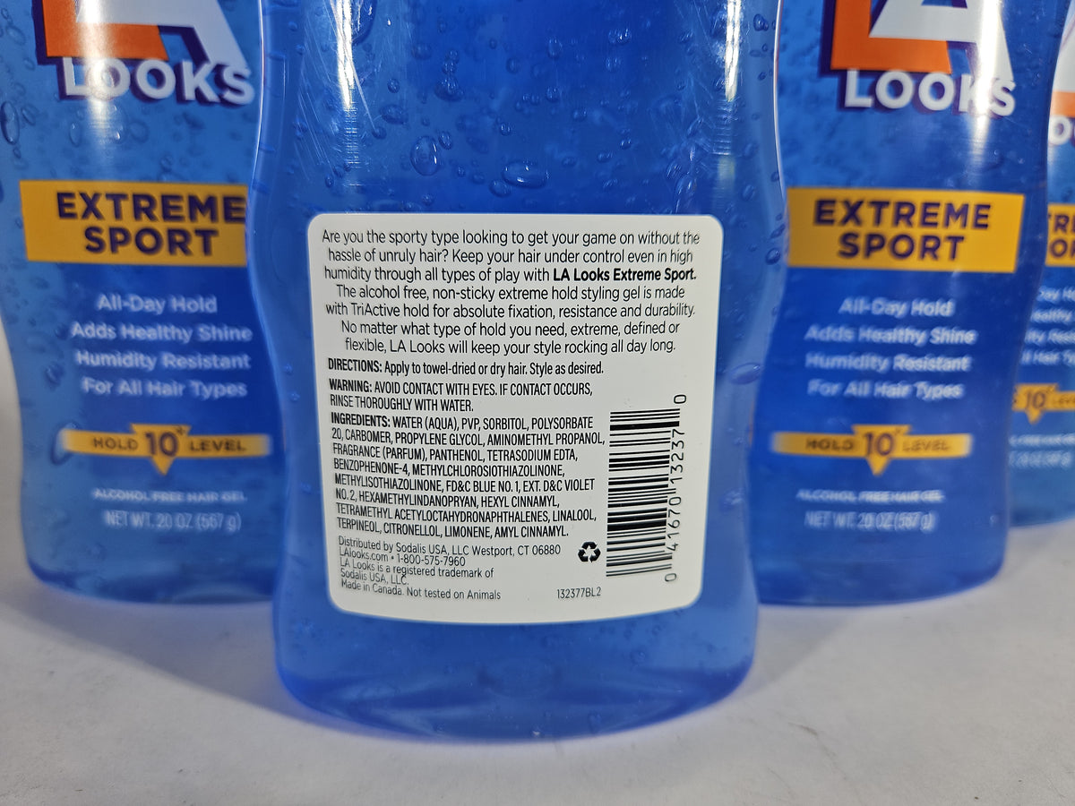 L.A. Looks Extreme Sport Hair Gel Hold Level 10 - Pack of 4