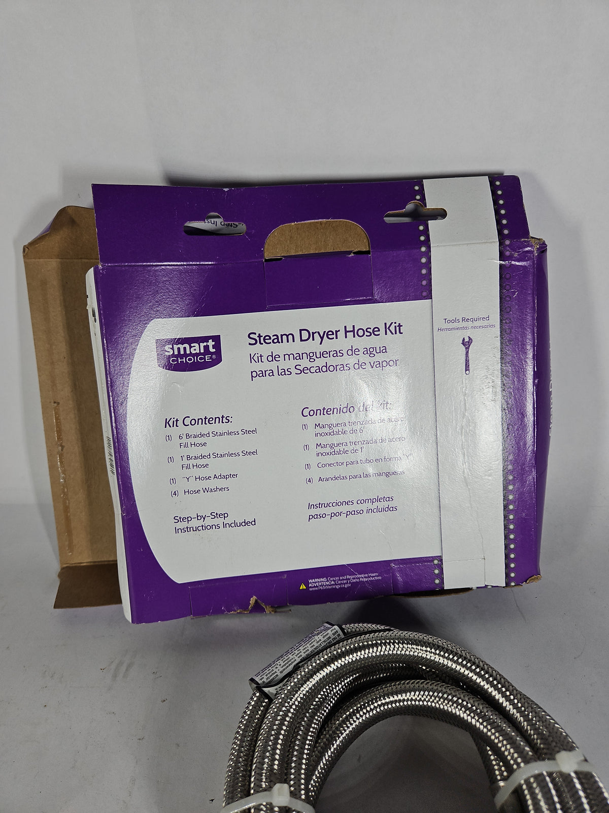 Smart Choice Dryer Steam Kit Stainless Steel Braided Hose - Missing Washers