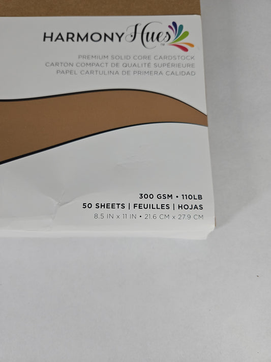 Harmony Hues 110lb Solid Core Cardstock 8.5x11 Kraft 50 Sheets