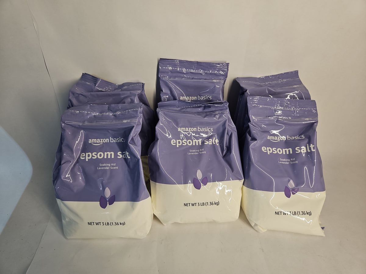 Amazon Basics Epsom Salt Lavender 3 lb Bags - 6 Pack