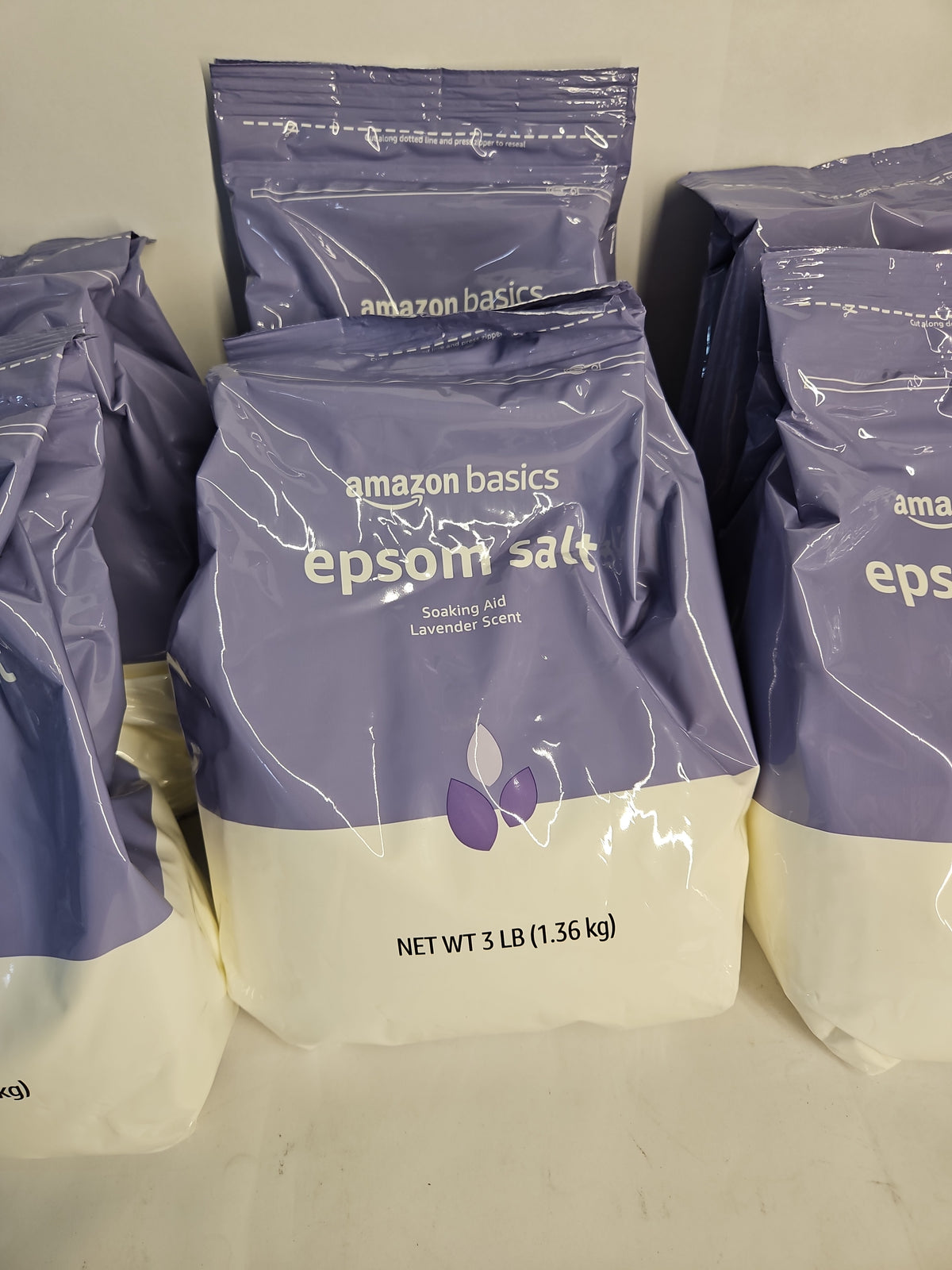 Amazon Basics Epsom Salt Lavender 3 lb Bags - 6 Pack