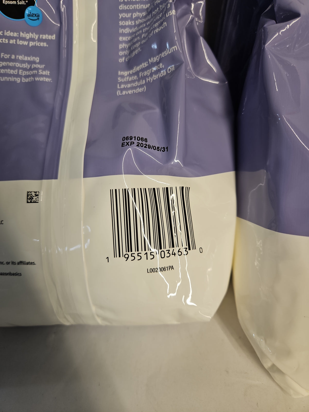 Amazon Basics Epsom Salt Lavender 3 lb Bags - 6 Pack