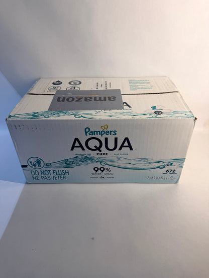 Pampers Aqua Pure Baby Wipes – 99% Water, Fragrance Free, 672 Total