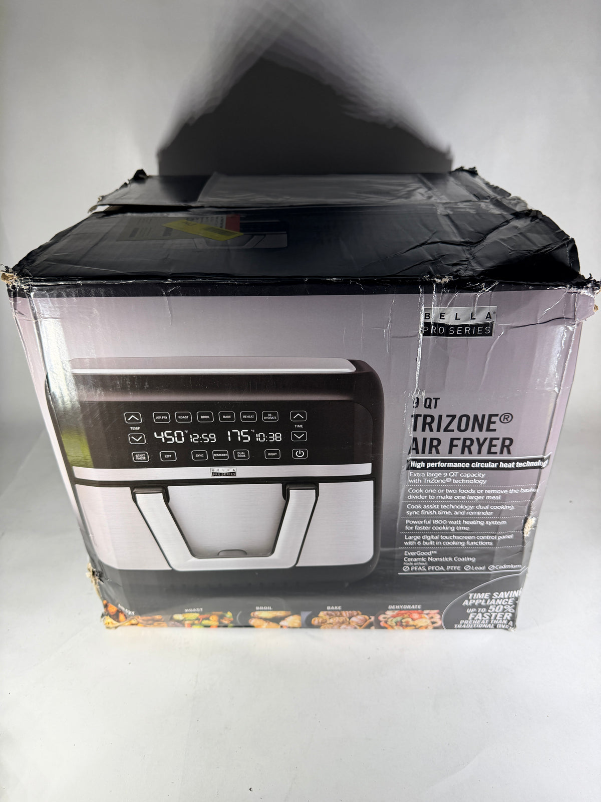 bella PRO 9 Qt TriZone Air Fryer Dual Flex Basket 90242 - Stainless Steel