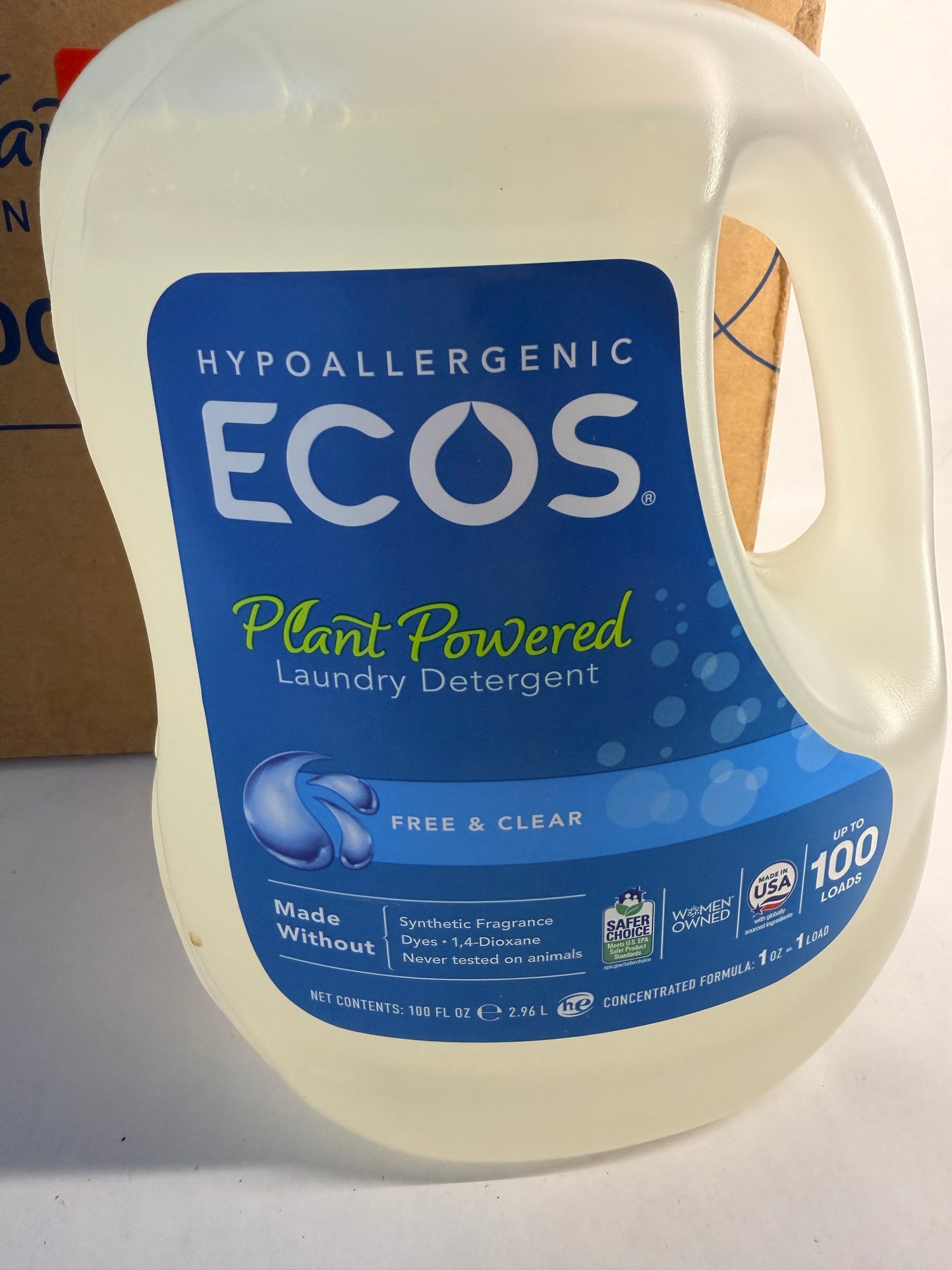 ECOS Laundry Detergent Free & Clear 200 Loads Pack of 2 100 Fl Oz