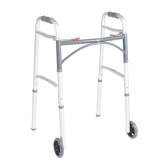 Drive Medical Deluxe Two Button Folding Walker with 5 in Wheels