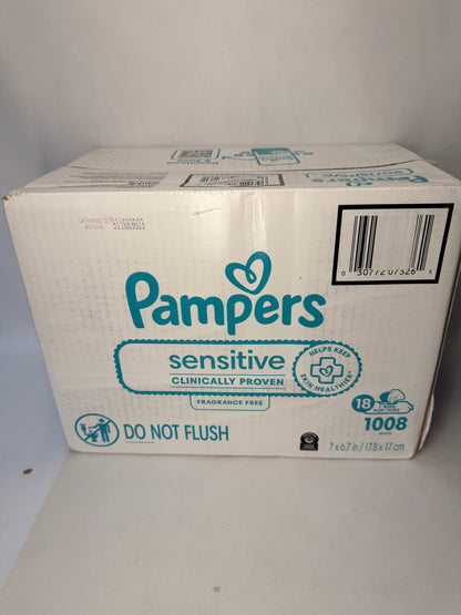 Pampers Sensitive Baby Wipes Fragrance Free Hypoallergenic 1008 Total Sealed