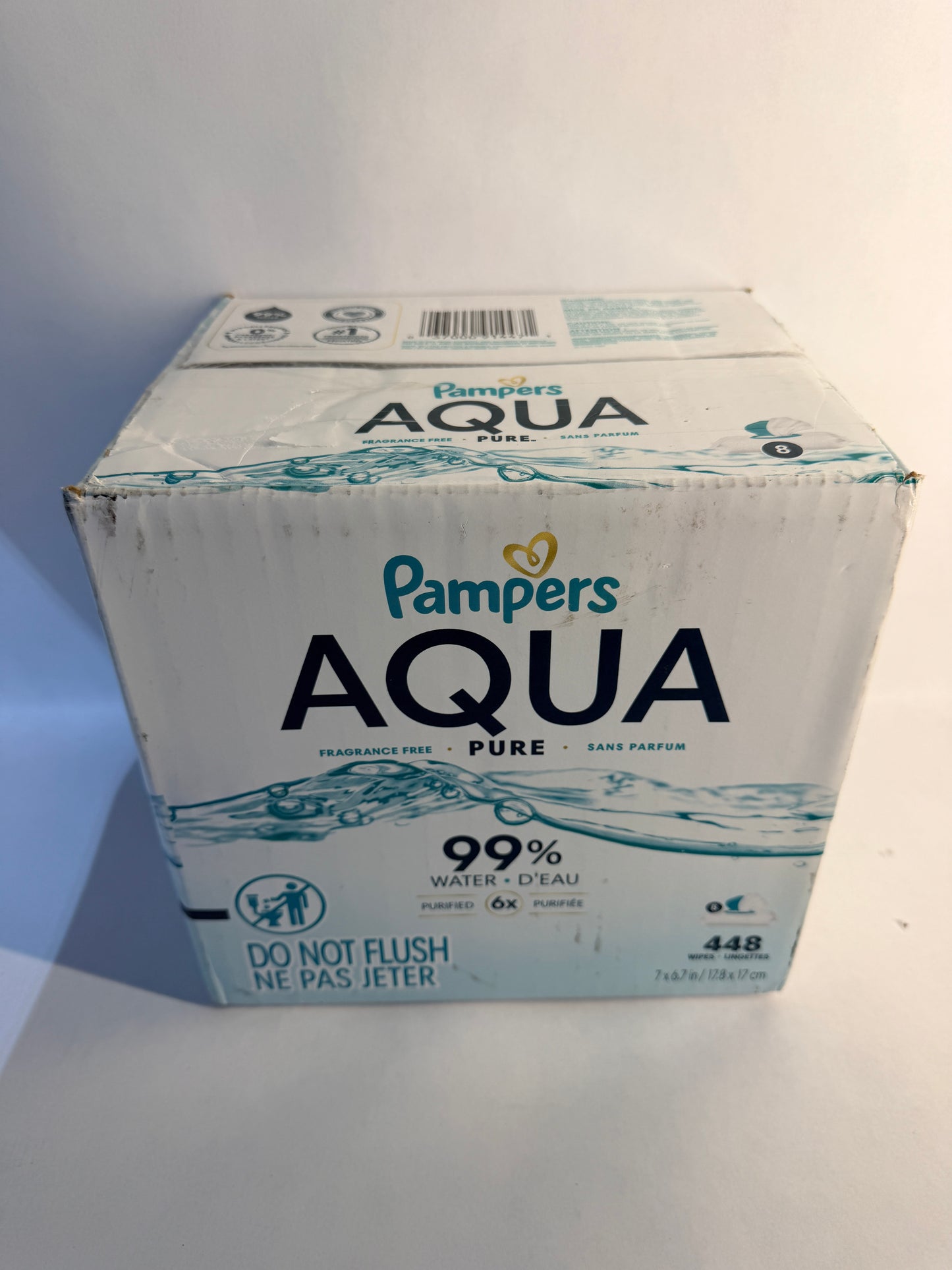 Pampers Aqua Pure Baby Wipes 99% Water Fragrance Free 448 Total