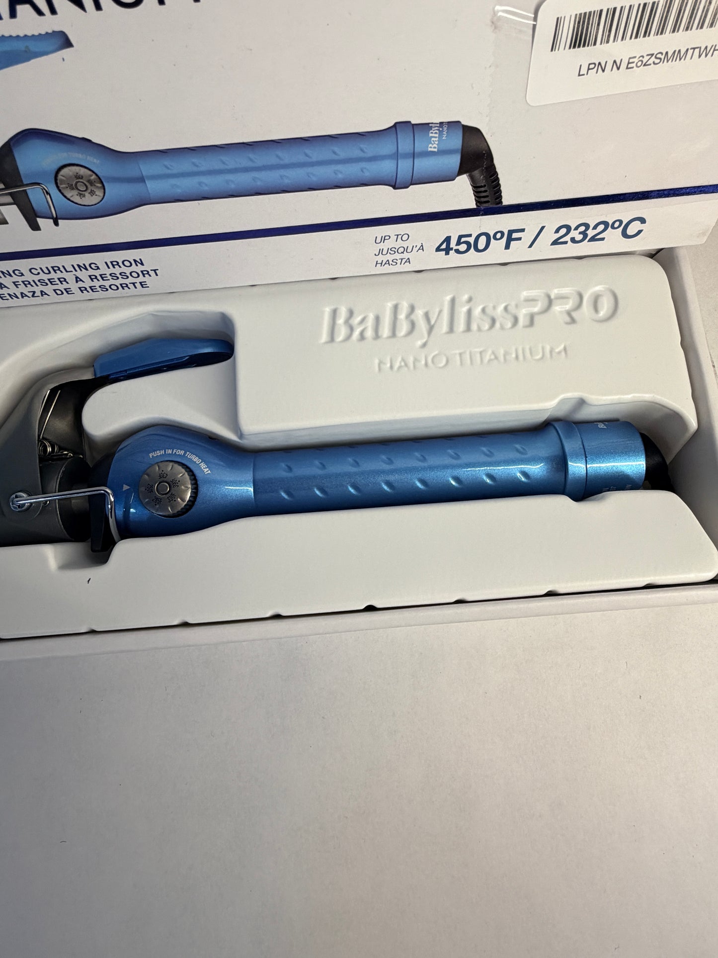 BaBylissPRO Nano Titanium Spring Curling Iron 1.25" Blue Open Box