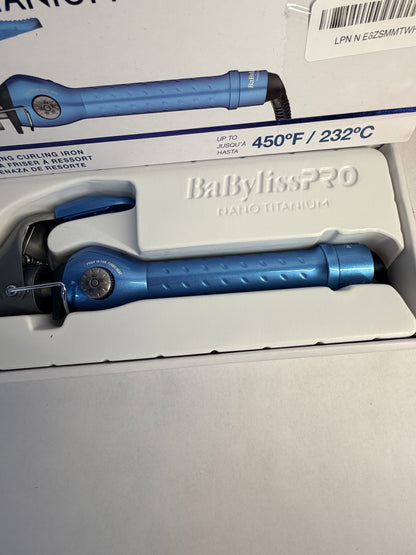 BaBylissPRO Nano Titanium Spring Curling Iron 1.25" Blue Open Box