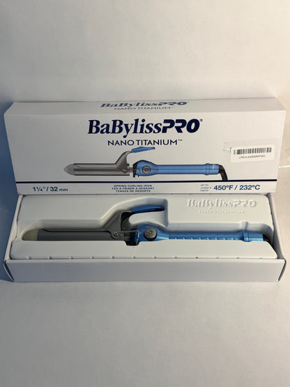 BaBylissPRO Nano Titanium Spring Curling Iron 1.25" Blue Open Box