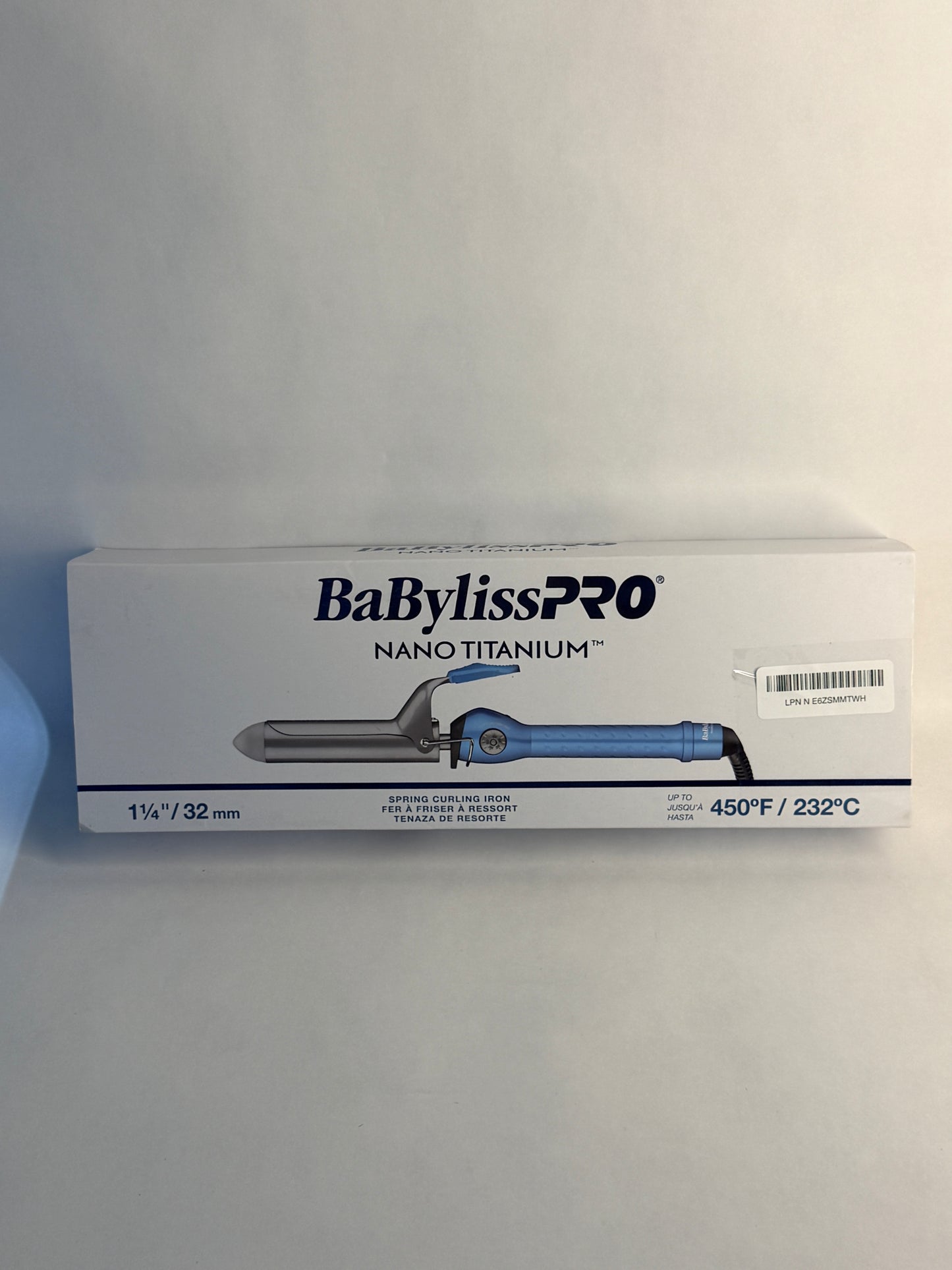 BaBylissPRO Nano Titanium Spring Curling Iron 1.25" Blue Open Box