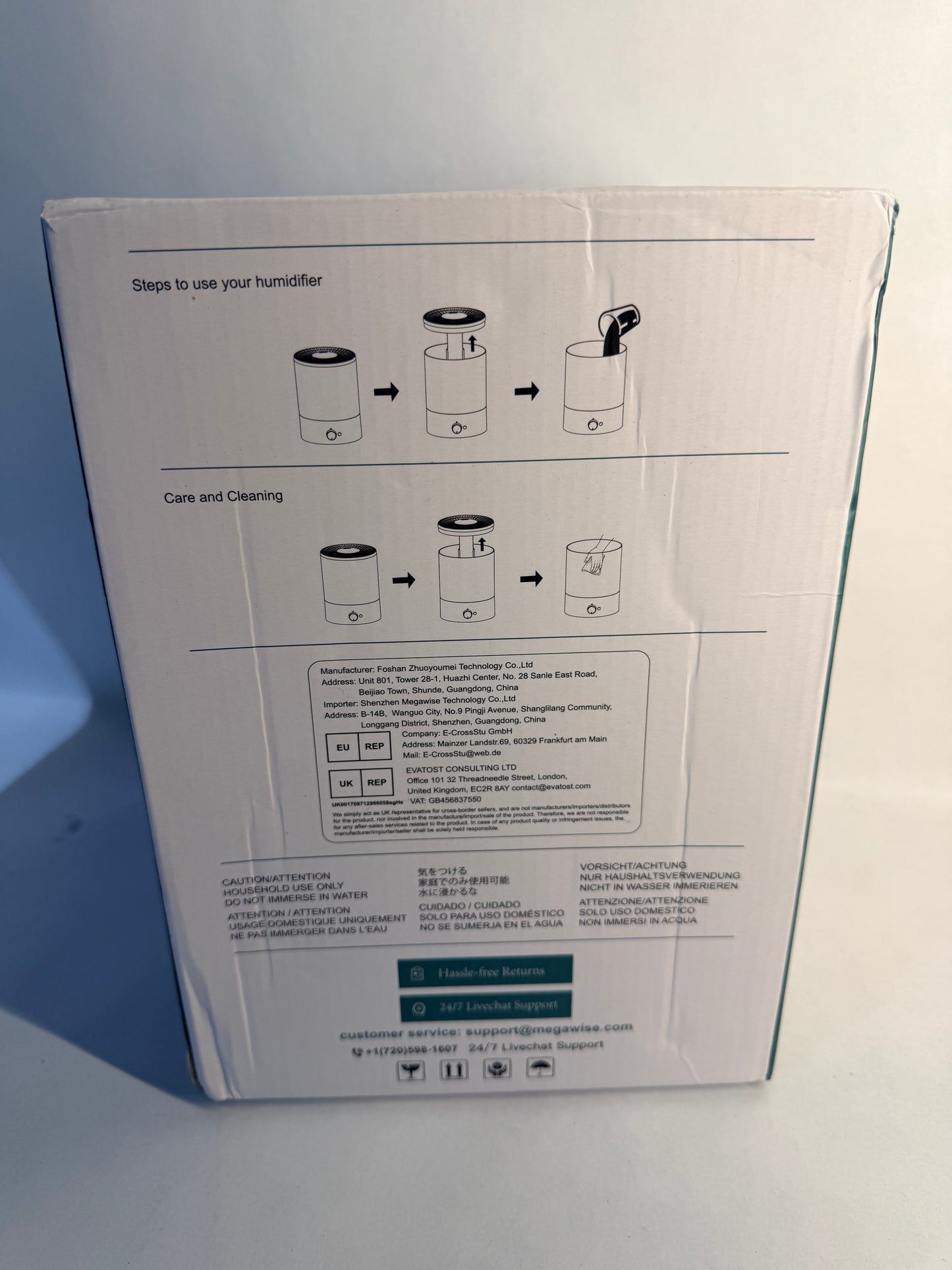 MEGAWISE 3.5L Cool Mist Humidifier White Open Box