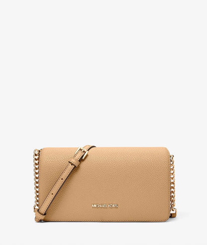 Michael Kors Jet Set Travel Medium Pebbled Leather Crossbody Bag – Camel