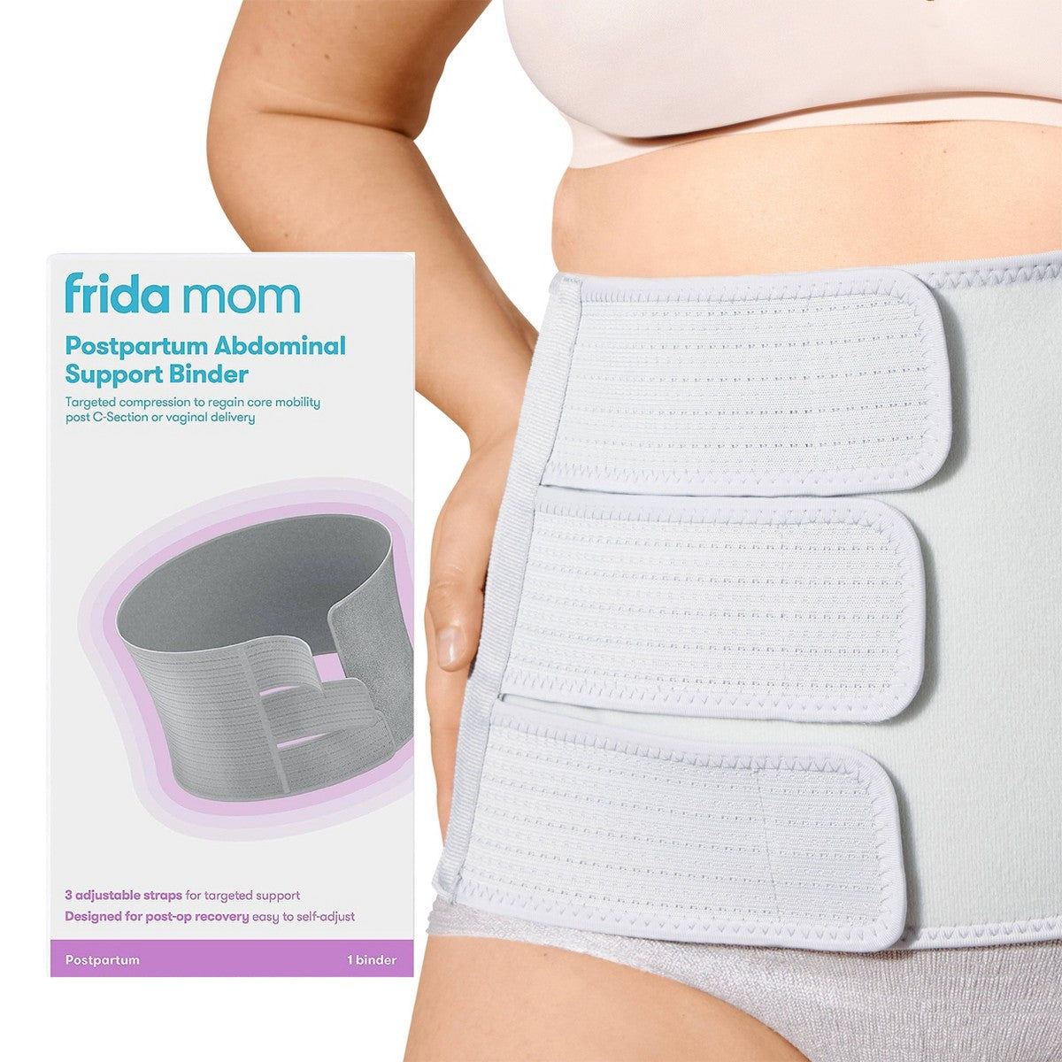 Frida Mom Postpartum Abdominal Support Binder, Fits 29"-46" Waist