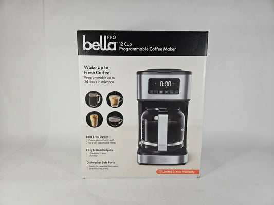 bella PRO 12-Cup Programmable Coffee Maker 90194 - Stainless Steel - Used