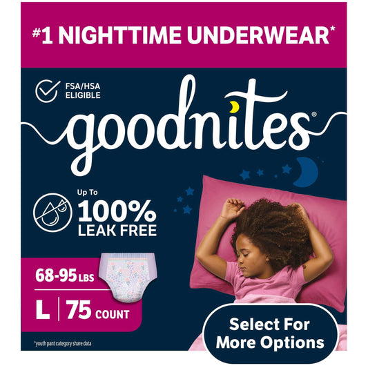 Goodnites Girls Nighttime Underwear L