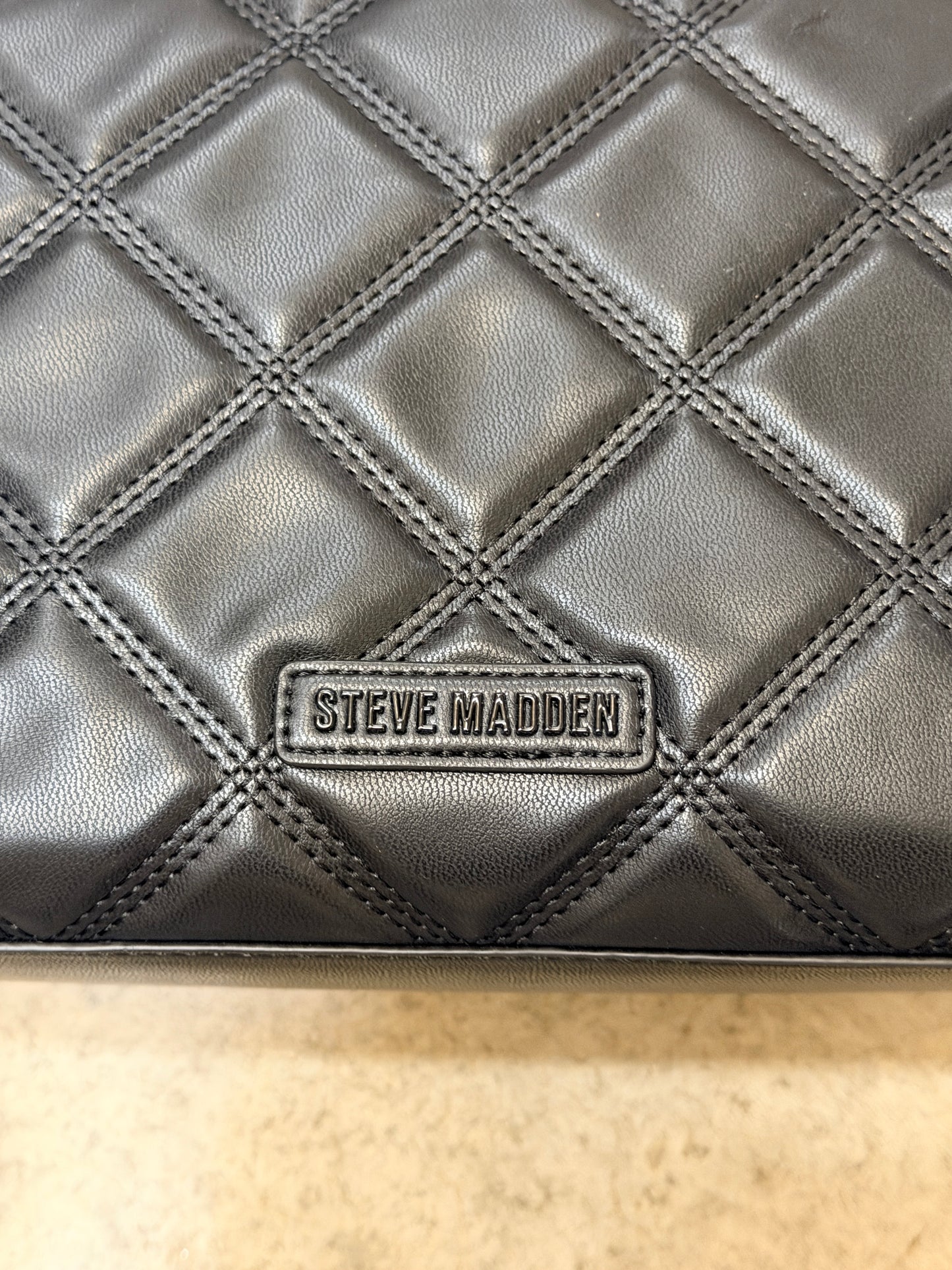 Steve Madden Katt Faux Leather Quilted Tote with Pouch - Black - 193624497193