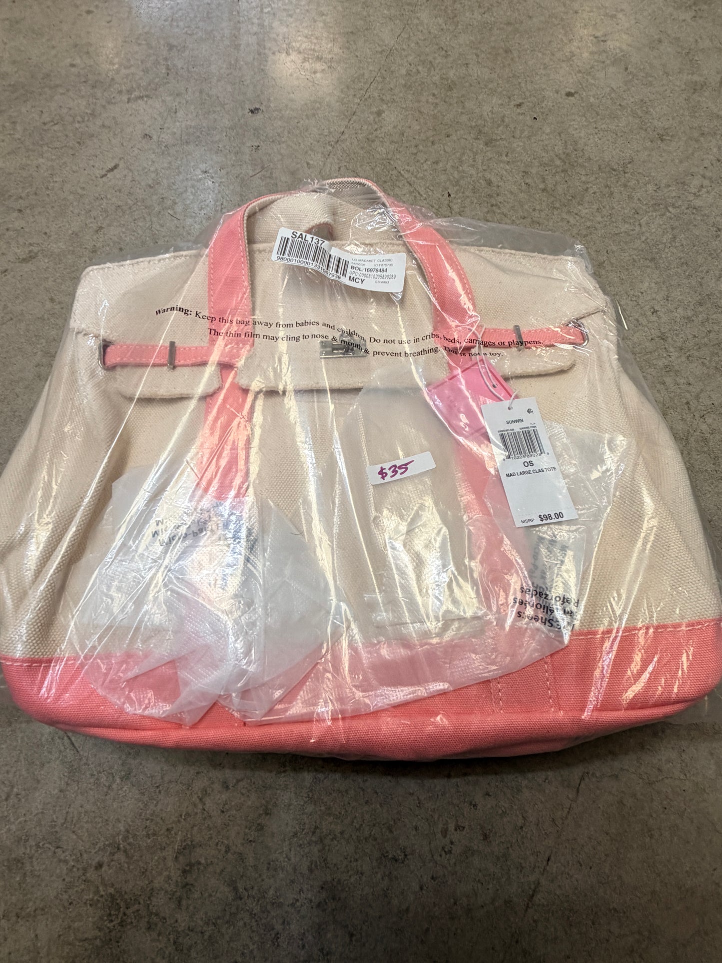 Sunwin Large Madaket Classic Tote Bag Marine Pink - 810205890289