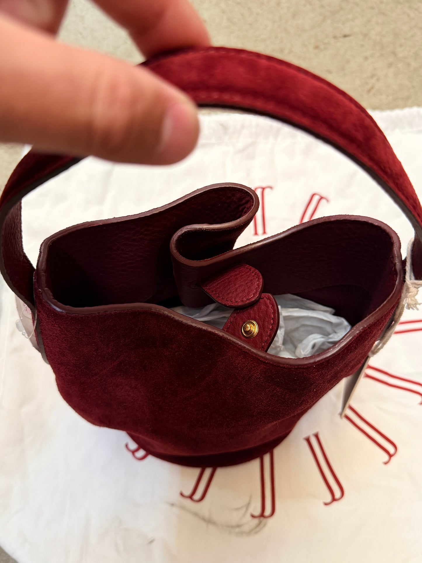Liffner Mini Belted Bucket - Maroon Suede - 7340174227432