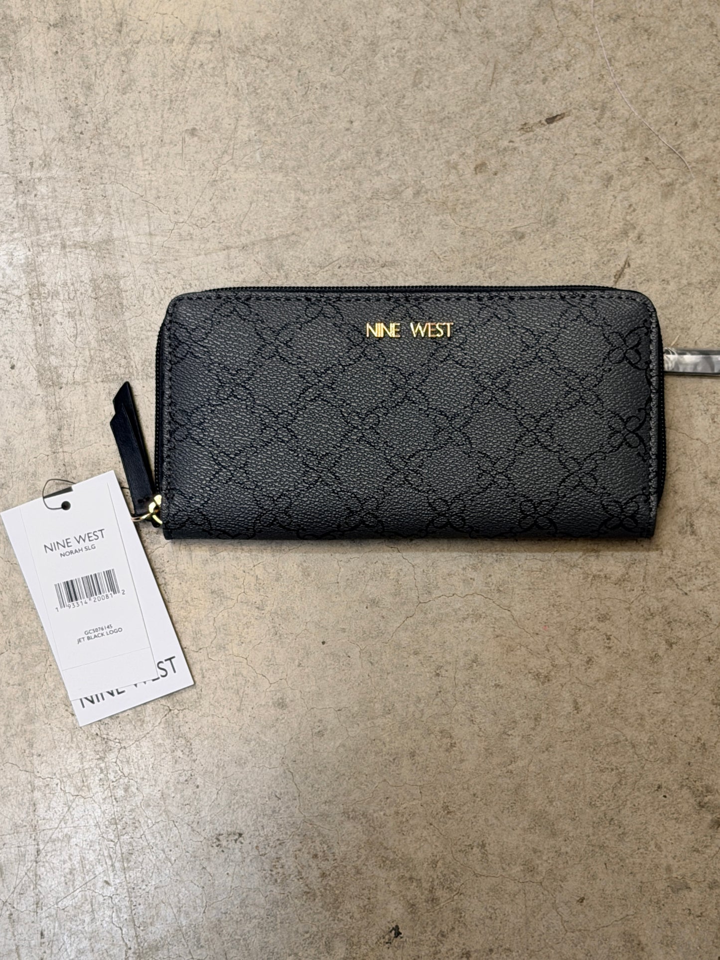 Nine West Norah Zipper Wallet - Jet Black Logo Print