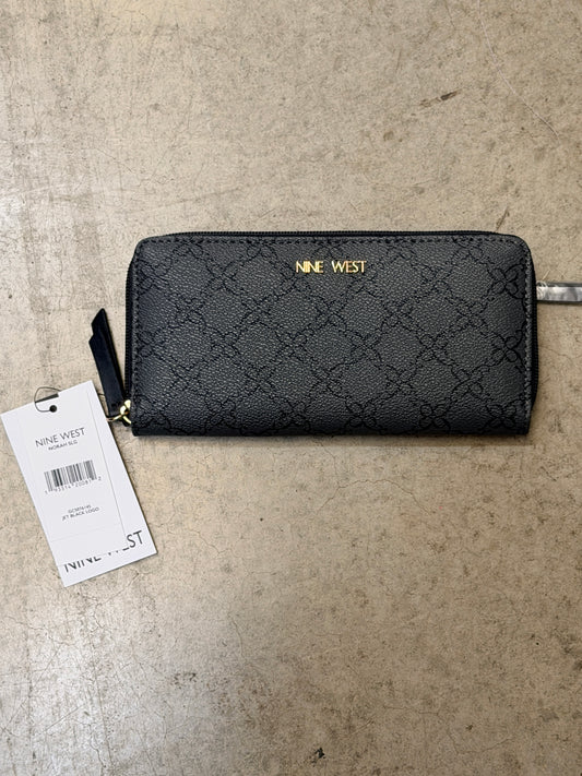 Nine West Norah Zipper Wallet - Jet Black Logo Print