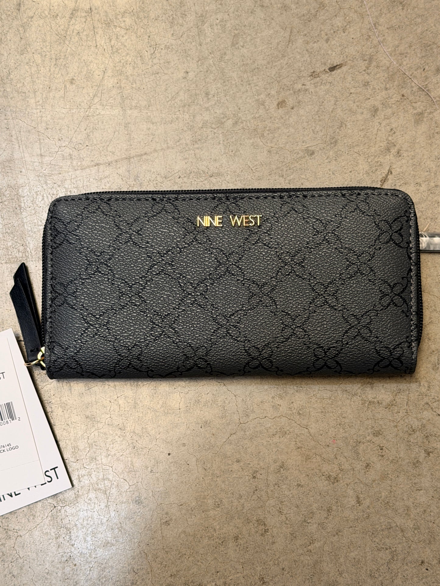 Nine West Norah Zipper Wallet - Jet Black Logo Print