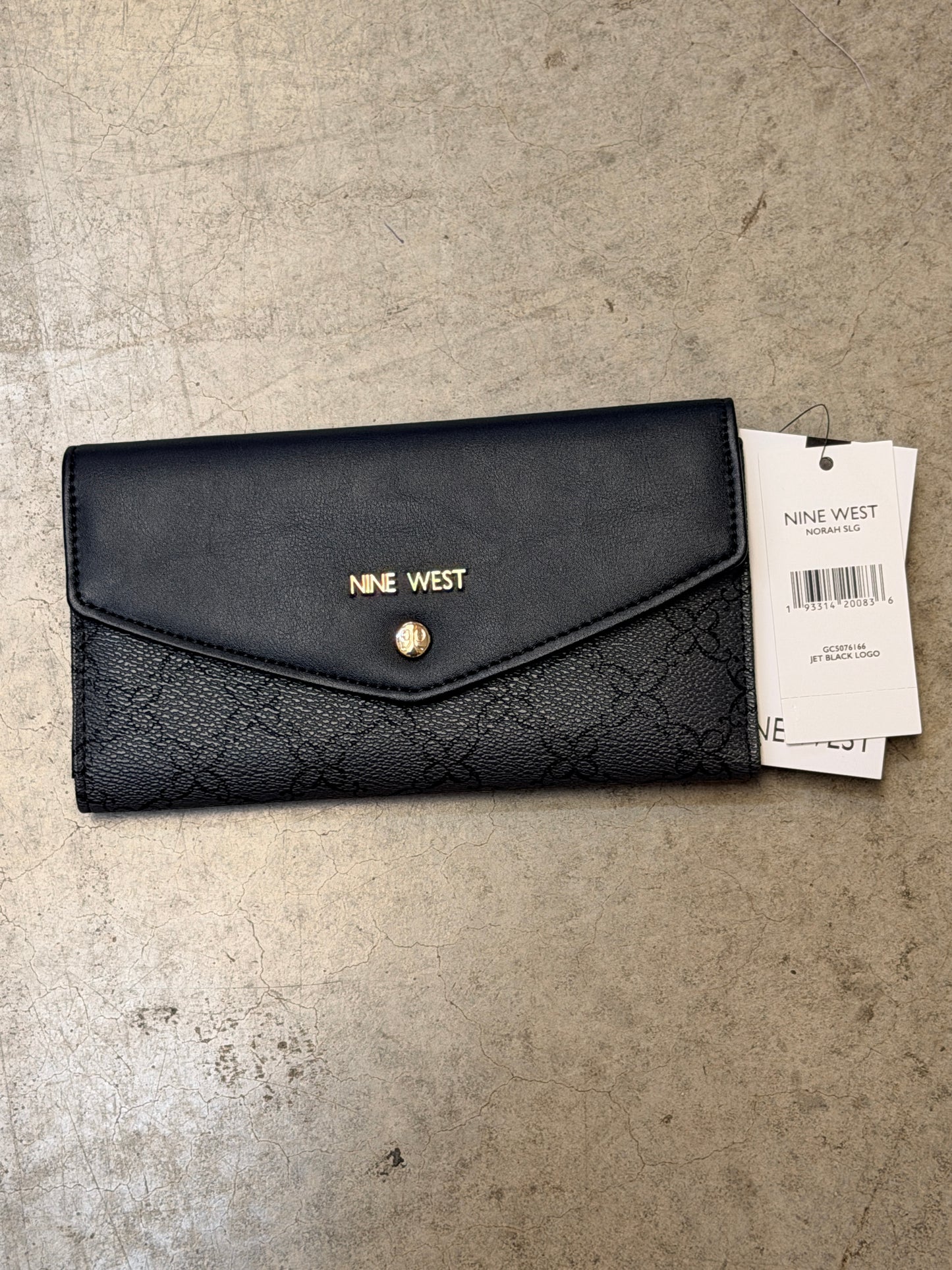 Nine West Norah Snap Wallet - Jet Black Logo Print
