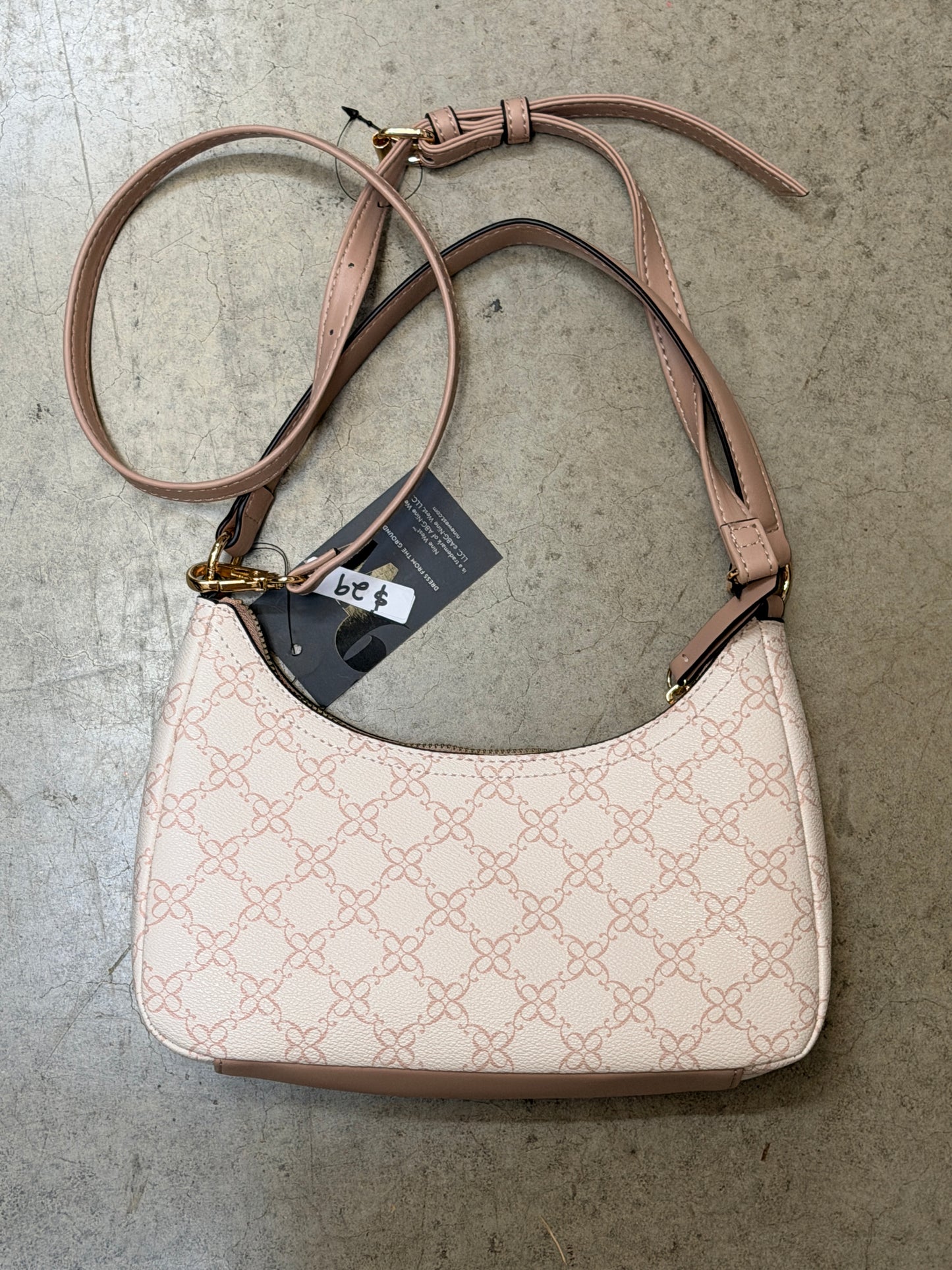 Nine West Bowie Mini Shoulder Bag - Powder Pink Logo Print