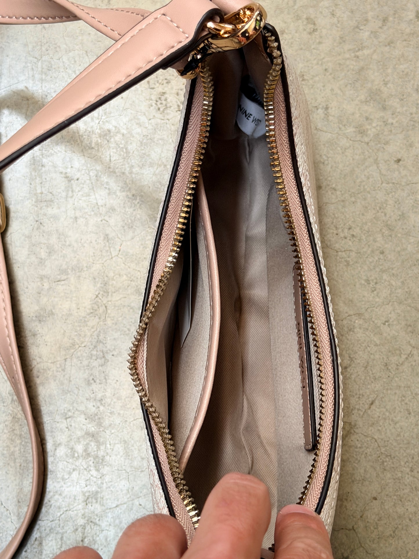 Nine West Bowie Mini Shoulder Bag - Powder Pink Logo Print