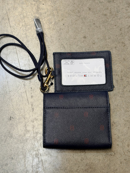 Tommy Hilfiger Gold-Tone Monogram Flap Wallet – Navy