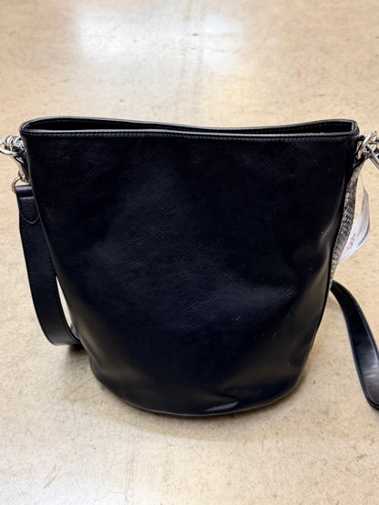 Circus NY by Sam Edelman Black Bucket Bag Chain Strap Snake Panel Crossbody