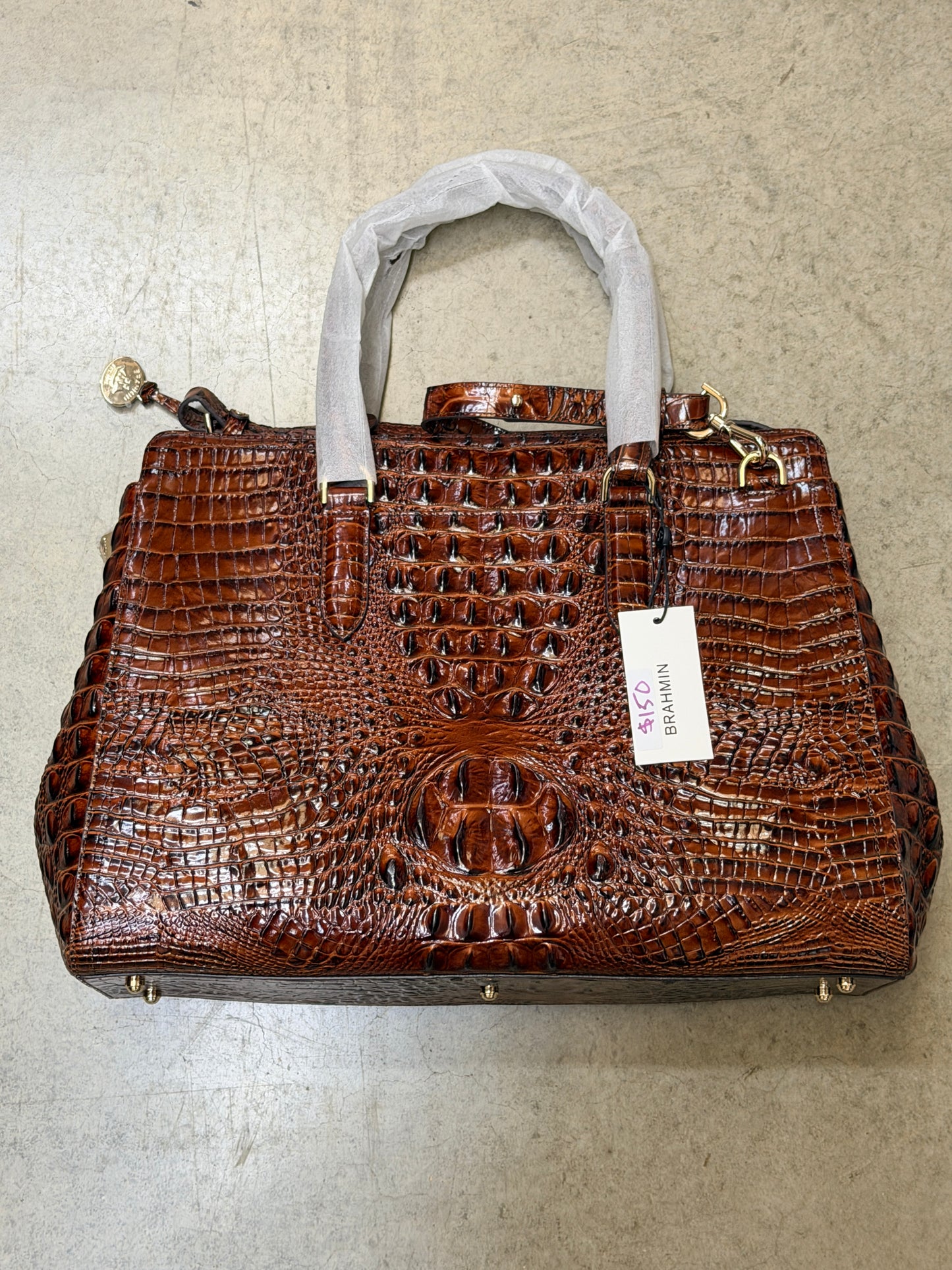 Brahmin Finley Carryall Leather Satchel – Pecan Melbourne