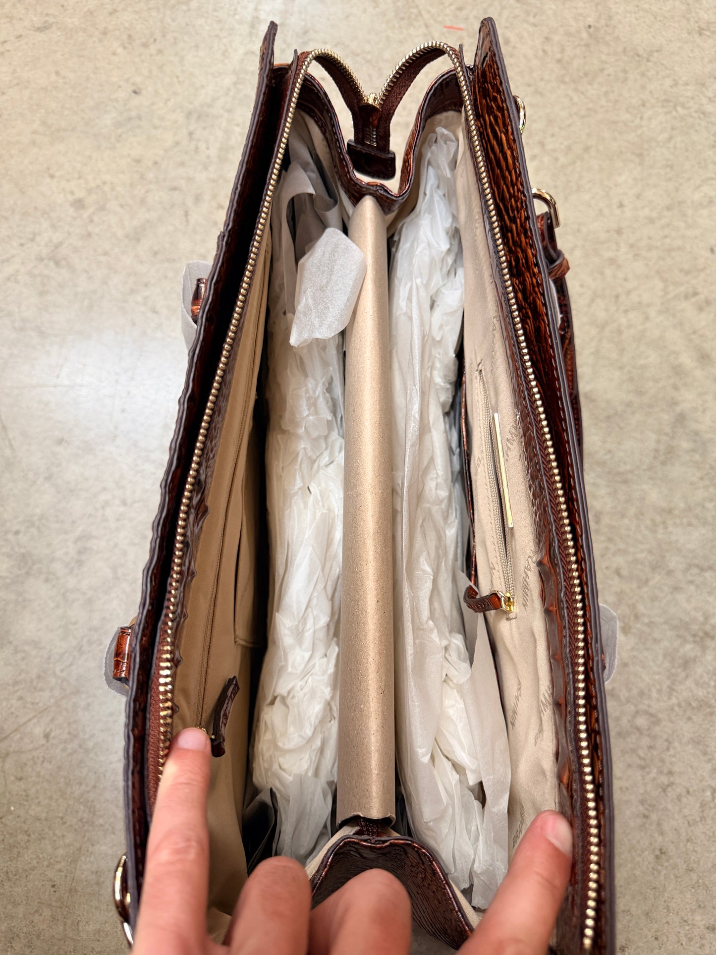 Brahmin Finley Carryall Leather Satchel – Pecan Melbourne